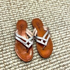 Cole Haan leather flip flops- pink metallic